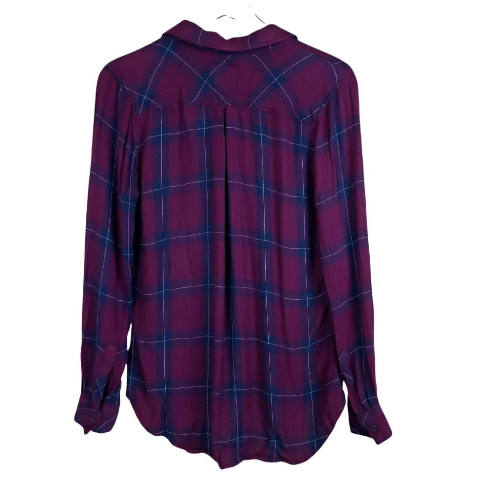 Rails Hunter Shirt Merlot Navy Plaid Flannel Rayon Long Sleeve Womens Medium - Picture 8 of 9